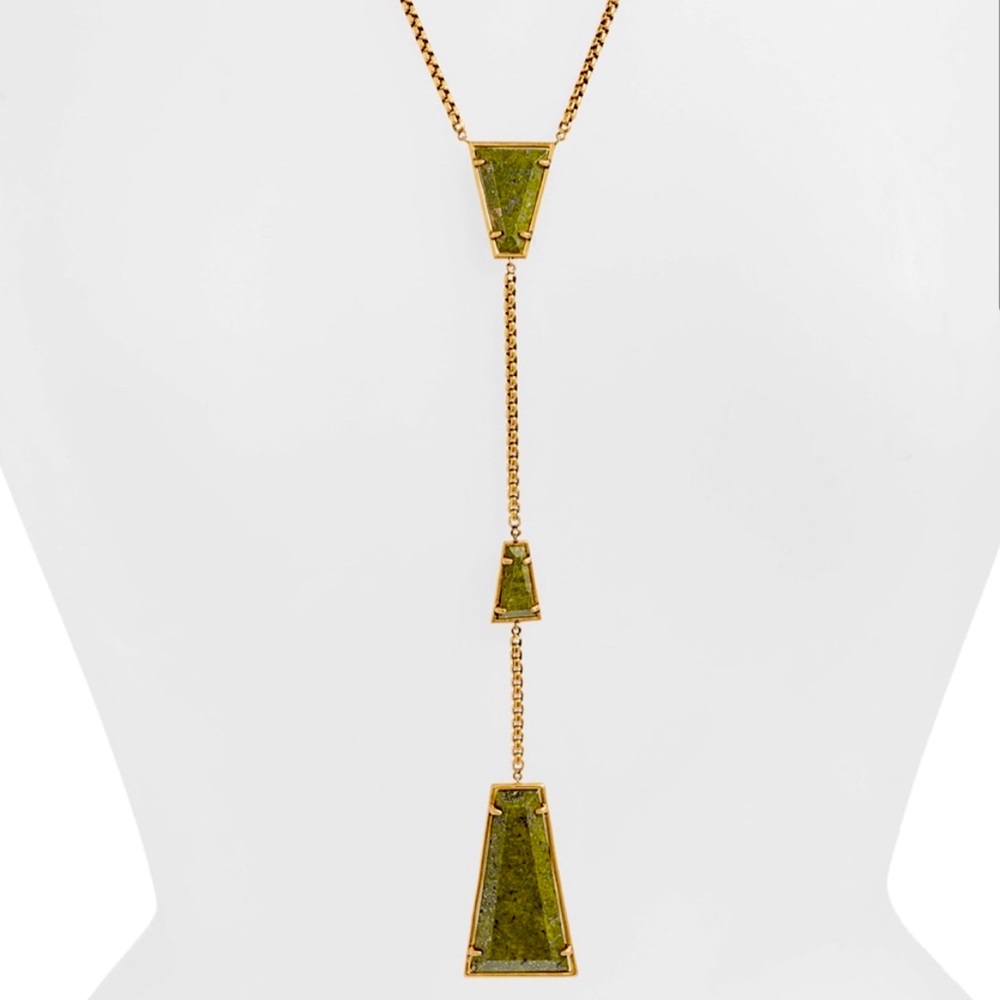 Kendra Scott Collins Y Necklace - Gold & Green